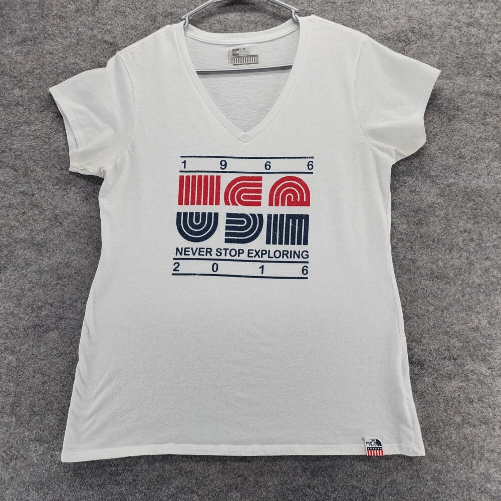 The North Face Shirt Womens Large 2016 Slim Fit White V Neck